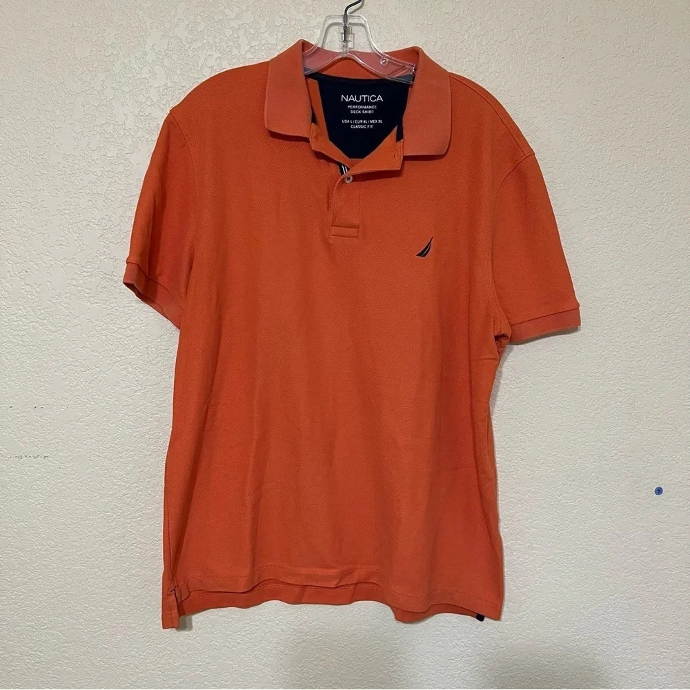 Nautica Men's Sustainably Crafted Classic-Fitβ Deck Polo Shirt - Orange